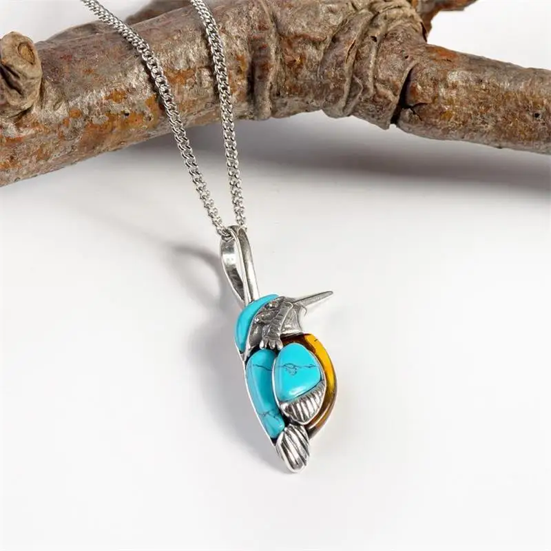 2021 Fashion Casual Personality Crystal Bird Necklaces Blue Hummingbird Pendant Female Choker for Women Party Jewelry | Украшения и