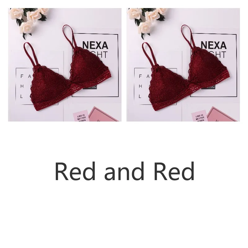 2 pcs red 1/2 шт Французский Стиль бюстгальтер без косточек бесшовный бюстгальтер с глубоким v-образным вырезом, кружевной бюстгальтер Беспроводной тонкий сексуальное нижнее белье; мягкие и спортивный бюстгальтер для девочек переходного возраста от Для женщин Горячая - Цвет: 2 pcs red