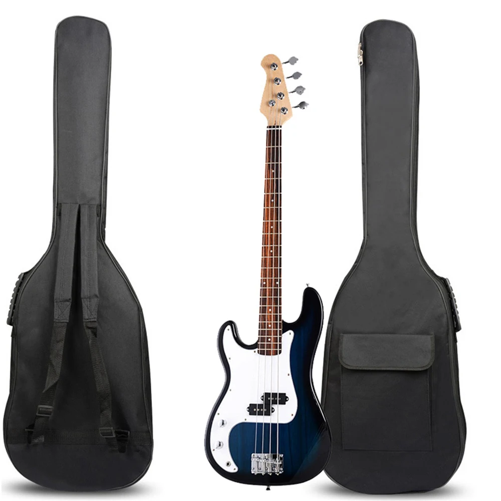 600D двойные ремни электрическая бас гитара сумка мягкие черные чехлы карман на молнии Оксфорд водонепроницаемый Мягкий регулируемый инструмент сумки