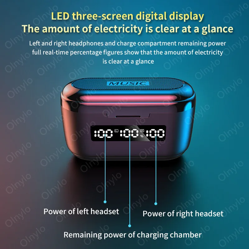 Display Headphones LED Power Sports Bluetooth 5 1 For iphone 12 pro max Earphone 3500mAh Wireless Headsets Touch Control Earbuds