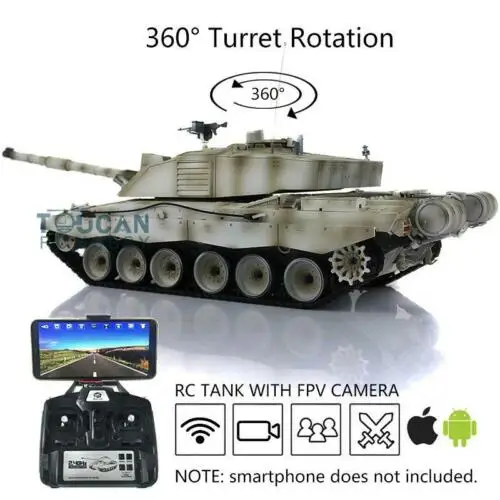 FPV Henglong 1/16 6,0 Модернизированный металлический Танк Challenger II rc 3908 W/360 - Цвет: Белый