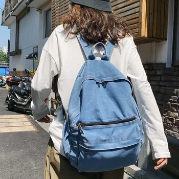 

Women's Simple Style Multifunctional Large Capacity Denim Backpack College Student School Shoulder Bags Travel Backpack