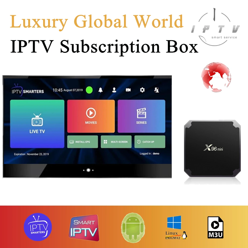 

Luxury World IPTV Box X96mini Europe Netherlands Switzerland France Germany UK USA Belgium IPTV M3U Smart TV BOX