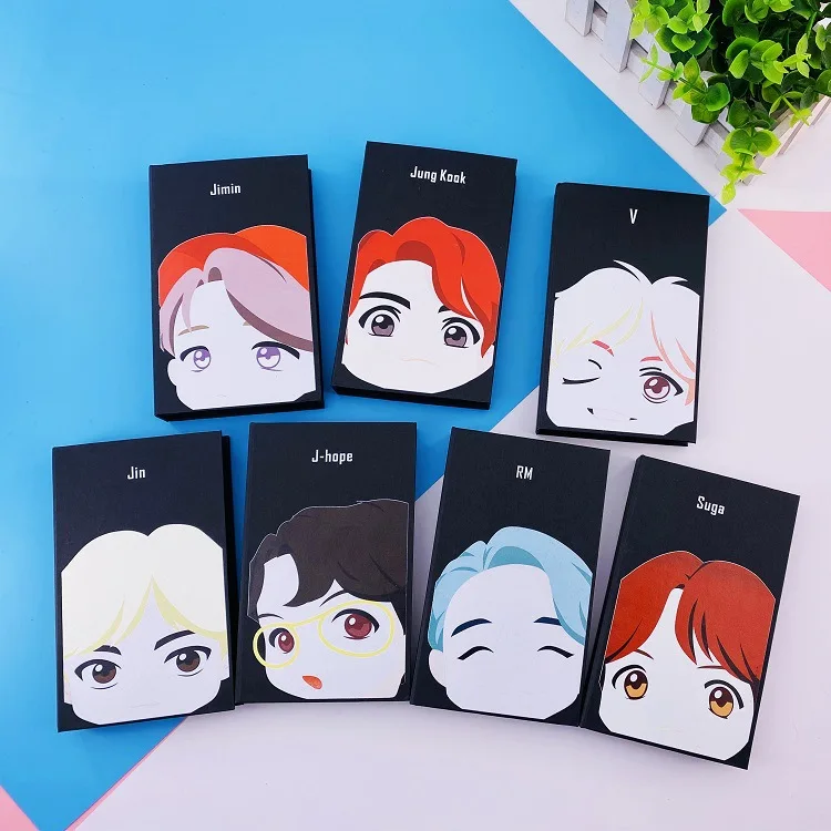 

Kpop SUGA JIMIN RM JUNGKOOK V JIN JHOPE new ablum cartoon sticky note stickers note pads toy gift