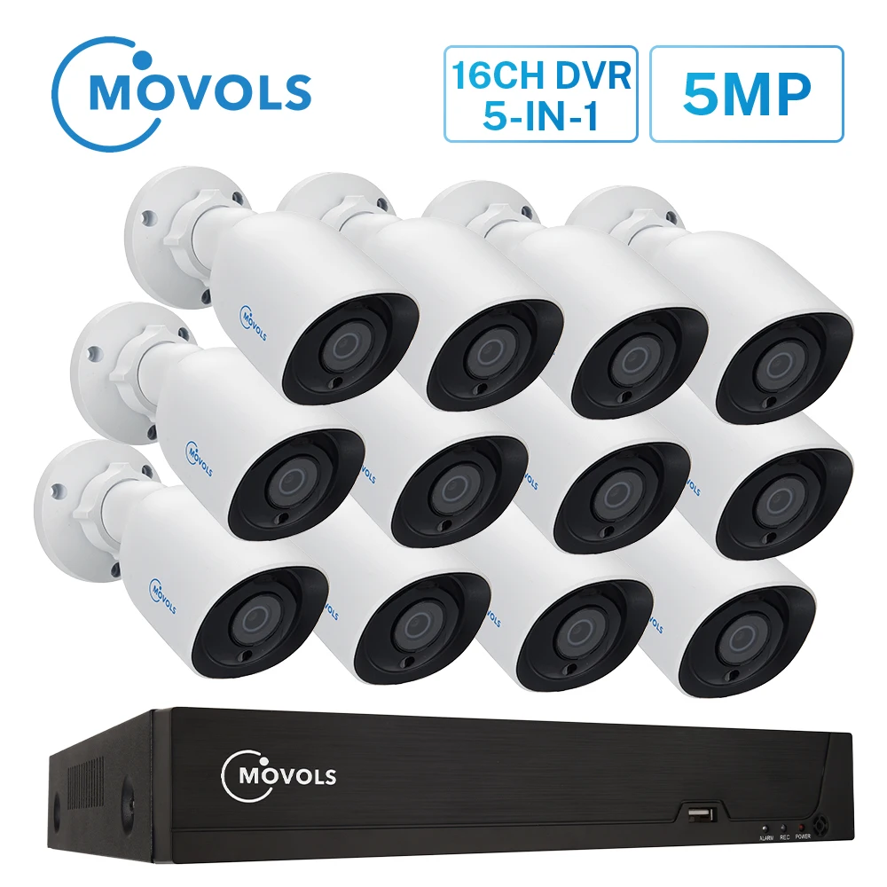 MOVOLS 5MP безопасности Камера Системы 16CH H.265 XVR HD Крытый 12x5 Мп 2560*1920 HD CCTV Камера видео наблюдения наборы