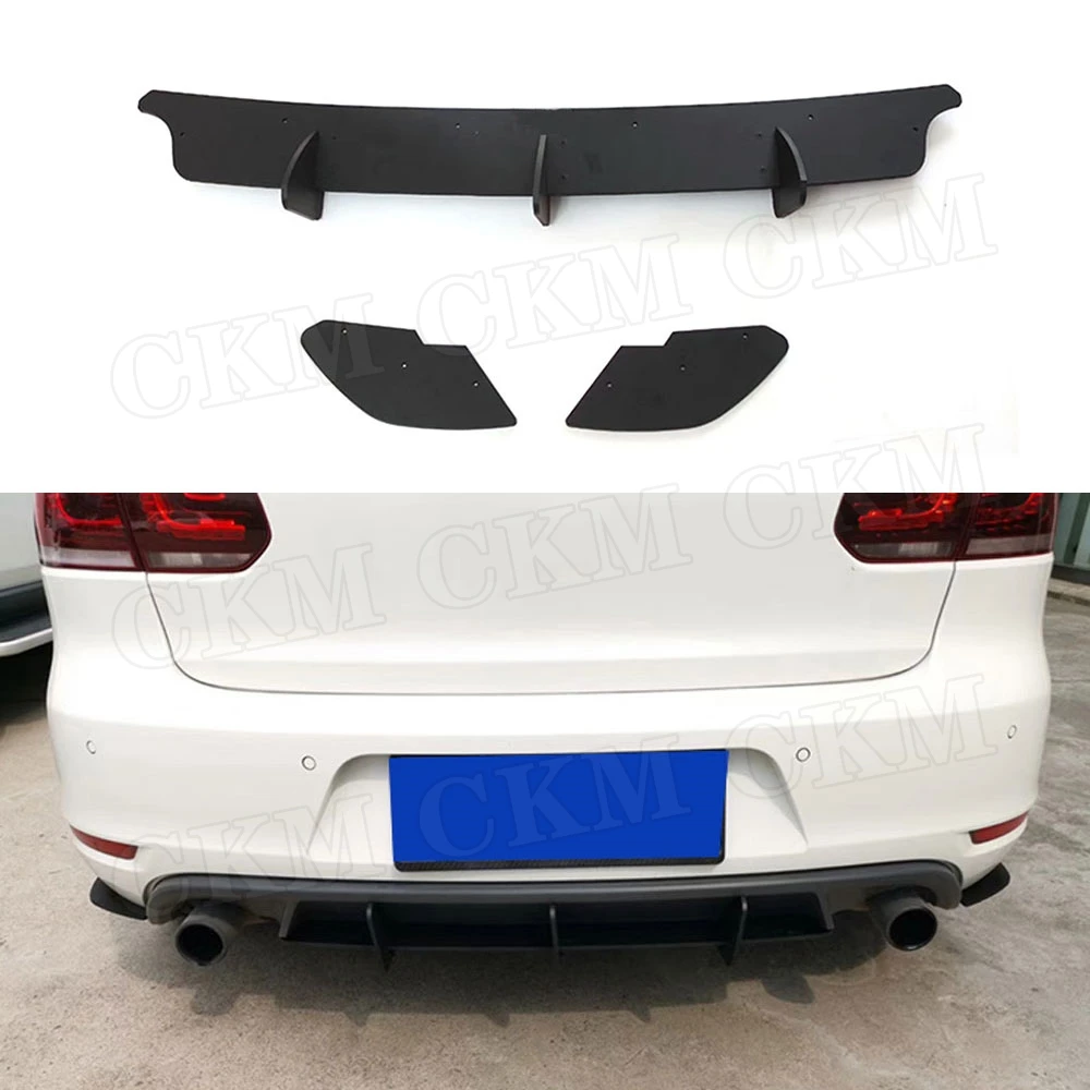 

Rear Lip Diffuser Trim Cover For Volkswagen VW Golf 6 VII MK6 GTI R20 2010-2013 ABS Fins Shark Style Bumper Protector