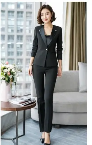Black coat and pants Профессиональные женские новые модные юбочные костюмы темперамент Бизнес Тонкий длинный рукав Блейзер и юбка офисная Дамская рабочая одежда зеленый - Цвет: Black coat and pants