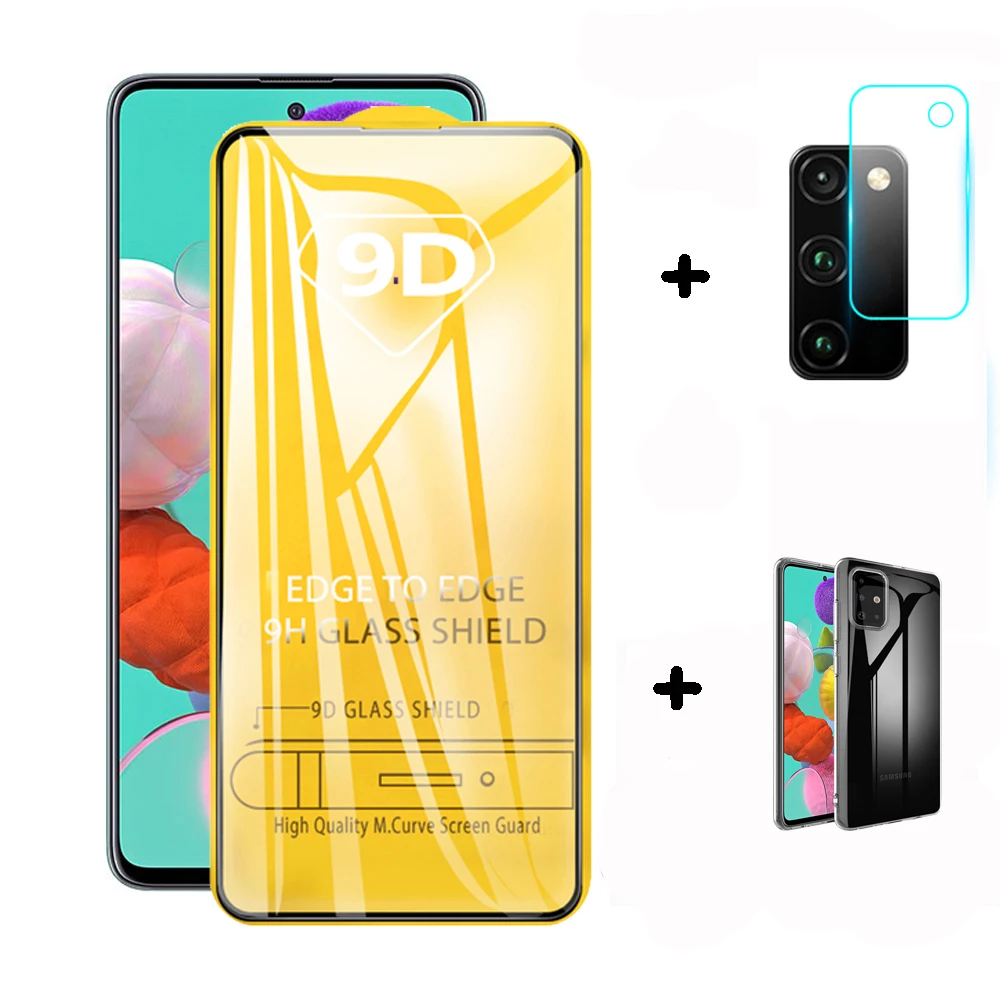

3-in-1 Case + Camera Glass For Samsung Galaxy A51 A71 Screen Protector Lens Glass On For Galaxy A71 A51 A 51 71 Protective Glass