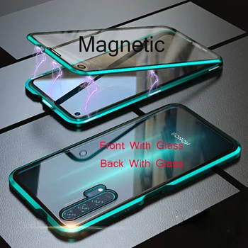 

For Huawei P30 Pro Magnetic Case 360 double-sided Tempered Glass Case Honor 20 Pro V20 8X Max V10 10 Lite 9X Plus Nova 5 4 4E 3