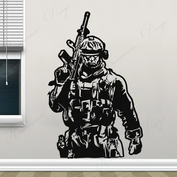 

Cool Military Soldier Gun Warrior Wall Sticker Vinyl Home Decor Kids Room Boys Teens Bedroom Wall Poster Removable Mural 4217