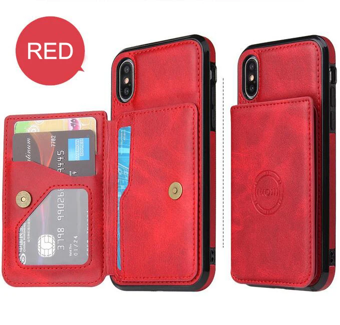 Red Роскошный Магнитный кожаный чехол для iPhone 11 Pro XS Max XR X 7 8 6 6s Plus, Роскошный кошелек, флип-держатель для карт, чехол-подставка - Цвет: Red