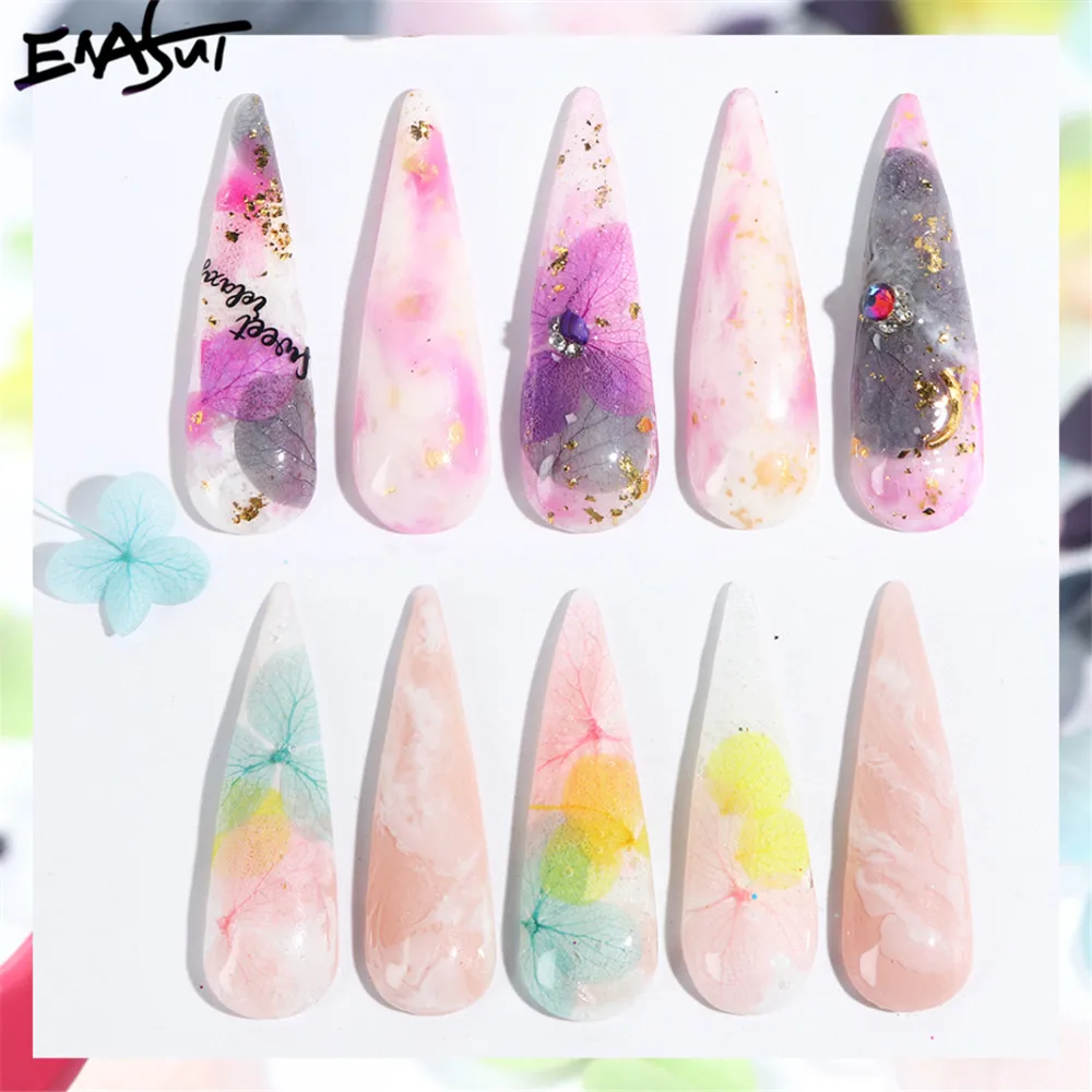 Dried Flowers Nail Art Decoration DIY Natural Pressed Flora Gel Manicure Stickers Hydrangea Leaf 3D Decor Nail Tips