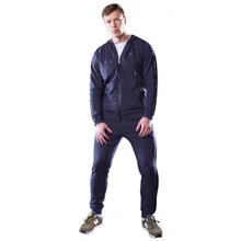 Спортивный костюм Великоросс, синего цвета, жаккардовые лампасы и брендовые шнурки с металической фурнитурой, хлопок ПИМа