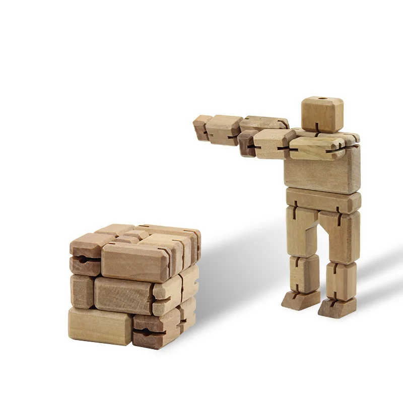 Стиль Творческий Деревянный робот деформации детей DIY обучающая игрушка Картина Деревянный робот торговля