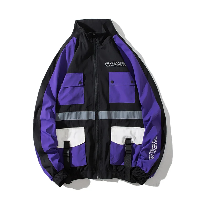 Японская куртка в уличном стиле Мужская Лоскутная стеганая куртка ветровка с принтом весенне-осеннее модное повседневное Свободное пальто в стиле хип-хоп