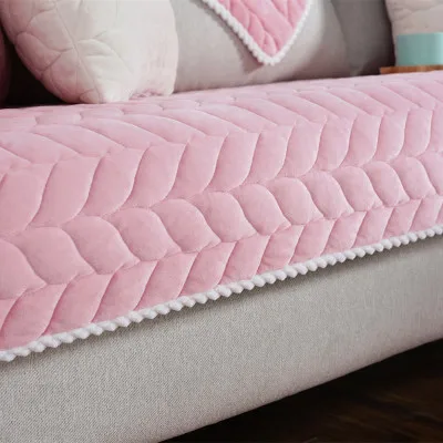 pink Диван Slipcover утолщаются Плюшевые тканевые крышки кружева Нескользящие сиденья Европейский стиль накидка на диван для гостиной Декор диванная подушка - Цвет: pink