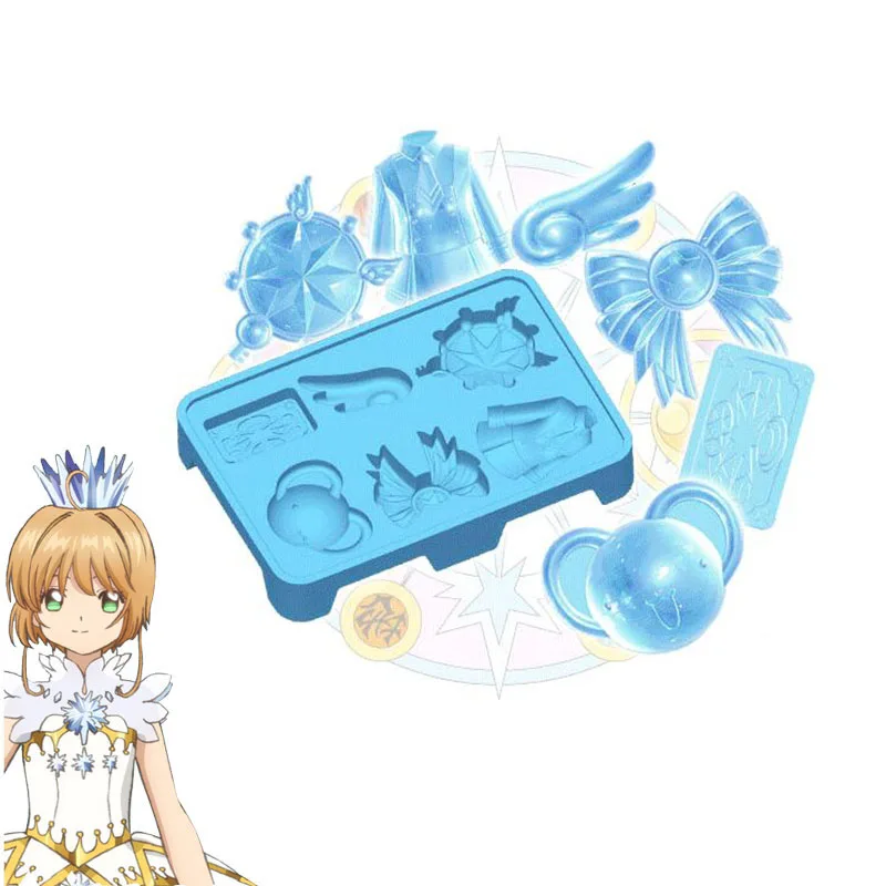 

sailor moon cardcaptor sakura clear cards Large Silicone Non Stick Ice Cube Tray Great Mold for Chocolate Candy Jello and Soap
