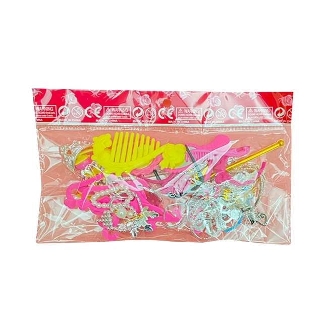 38pcs/Set Barbi Doll Accessories Simulation Jewelry Necklace Crown Earrings Pink Hanger Mirror Comb For Barbi Doll Toys 5
