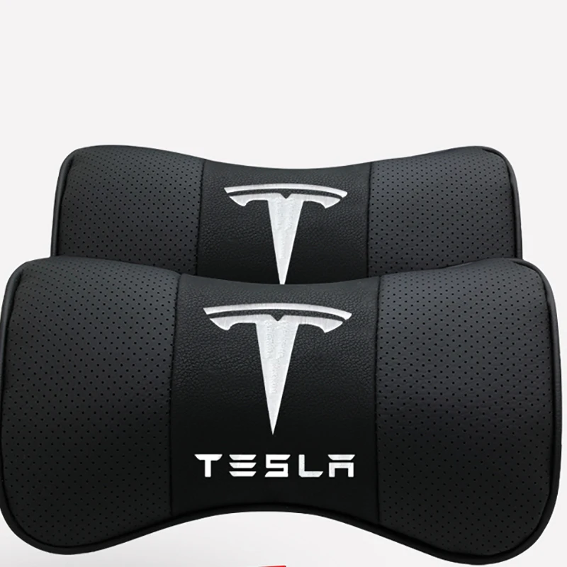 

Car Headrest Leather Seat Head Pillow Seat Care Neck Support Modification For Tesla Model 3 Model S ModelX Universal Accessories