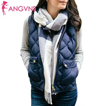 

Fashion Winter Warm Women Casual Solid Regular Zipper Regular Fit Pocket Vest Sleeveless Outwear Zipper,