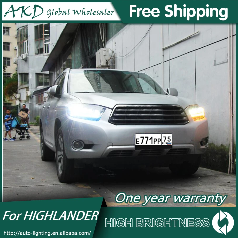 Фары для автомобиля Toyota Highlander 2009-2011 DRL дневные ходовые огни головная лампа светодиодный фонарь Противотуманные фары тюнинг автомобильные аксессуары