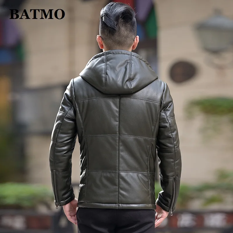 BATMO/мужские Куртки из натуральной кожи, 95% белый утиный пух, мужская куртка с капюшоном, теплые куртки, большие размеры 1720