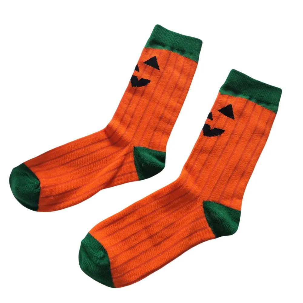 Зимние носки повседневные хлопчатобумажные забавные носки Хэллоуин принт коралловый флис теплые средние спортивные носки Calcetines 8W2 - Цвет: OR