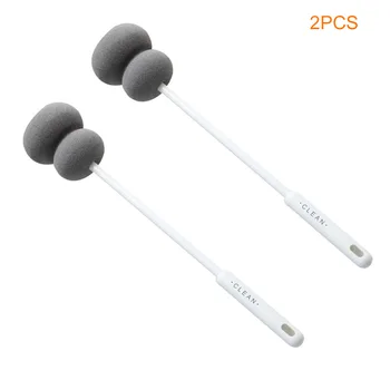 

2pcs Sponge Head Cleaning Cup Baby Feeding 360 Rotatable Home Long Handle Hanging Bottle Brush Kitchen Drinking Glasses Tools