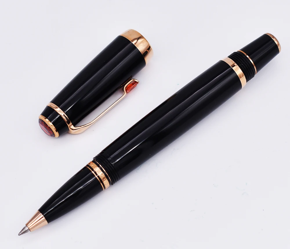 

Crocodile Classic Black Rollerball Pen, Noble Ruby on Top with Golden Clip Writing Gift Pen Box Optional for Office Business