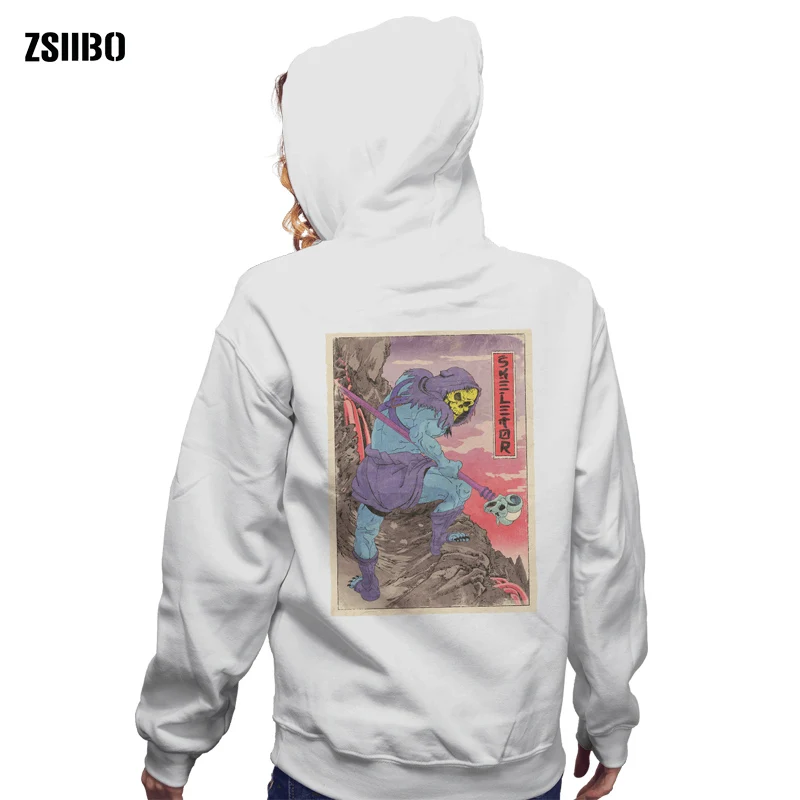 Skull Warrior ZSIIBO японский Harajuku стиль с капюшоном для мужчин/леди хип хоп Повседневная самурайская толстовка с капюшоном мужская одежда печать DIYWGWY13 - Цвет: Skull Warrior