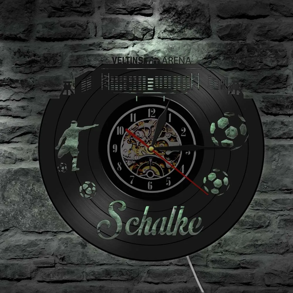 Gelsenkirchen Skyline тихие настенные часы немецкий город футбол стадион фанаты празднования Чемпион стены искусства Виниловая пластинка часы