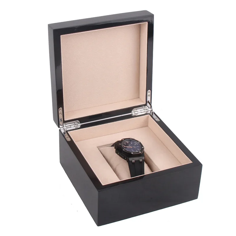 Черная краска МДФ доска внутренние бархатные часы коробочка для хранения и дисплея 18x18x11 см Настройка оптом Прямая коробки пакет