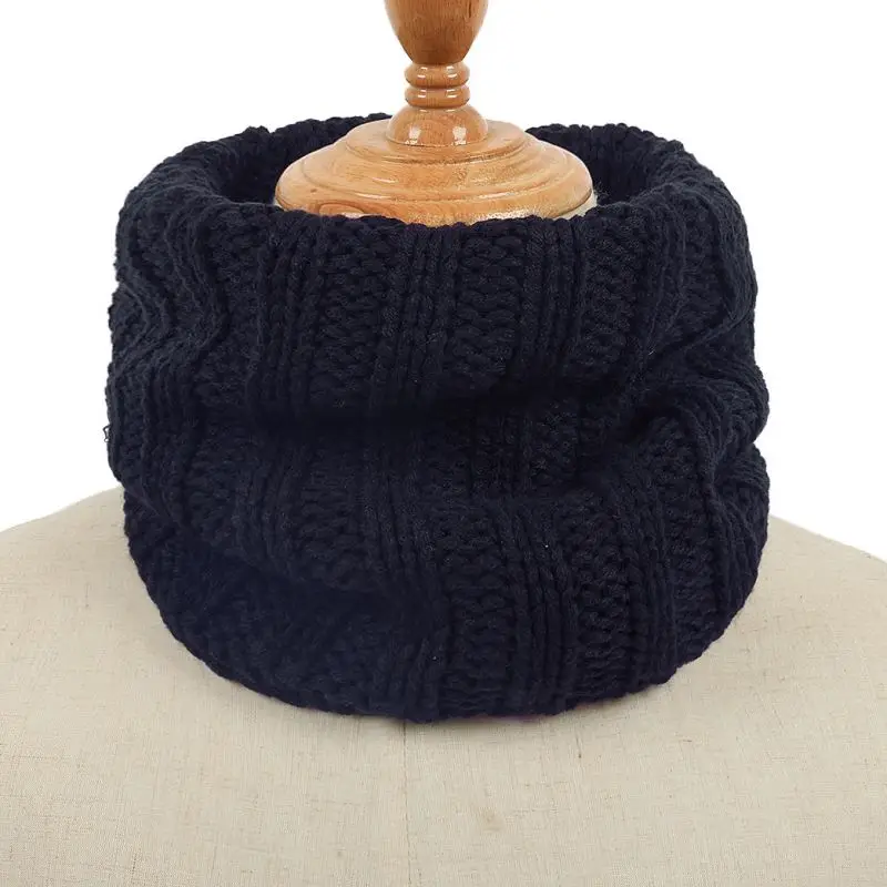 Folded Bib Solid Color Plus Fluffy Wool Single-ring Scarf Couple Knit Warm Outdoor Warm Skiing Bibs - Цвет: DL