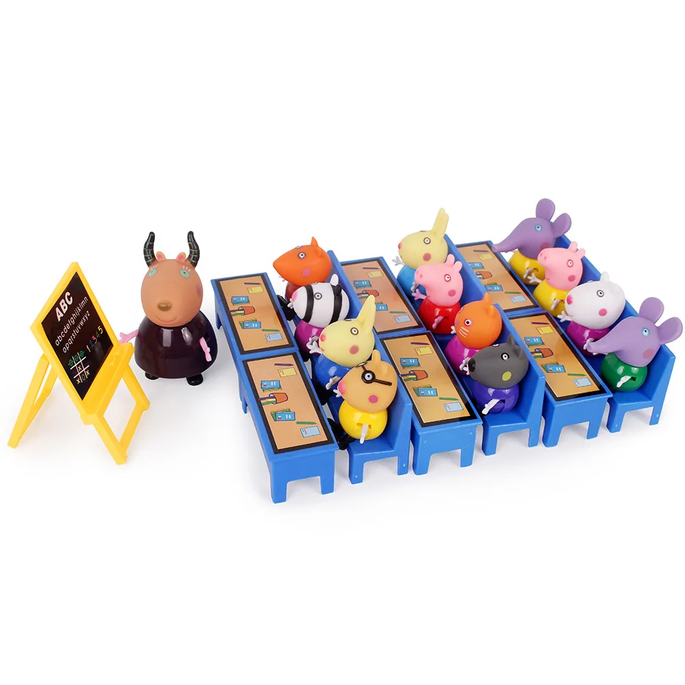 set 25 шт. Свинка Пеппа класс Друзья Набор фигурок игрушки ПВХ аниме торт Figura Свинья Джордж семья мама, бабушка, Grandfa Подарочная игрушка для ребенка - Цвет: set