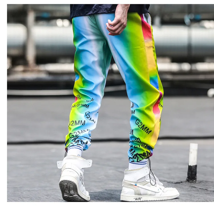 Men Fashion Hip-pop Haren Pants Loose Casual Athletic Pants Gradient Ankle Banded Trousers Jogging Pants