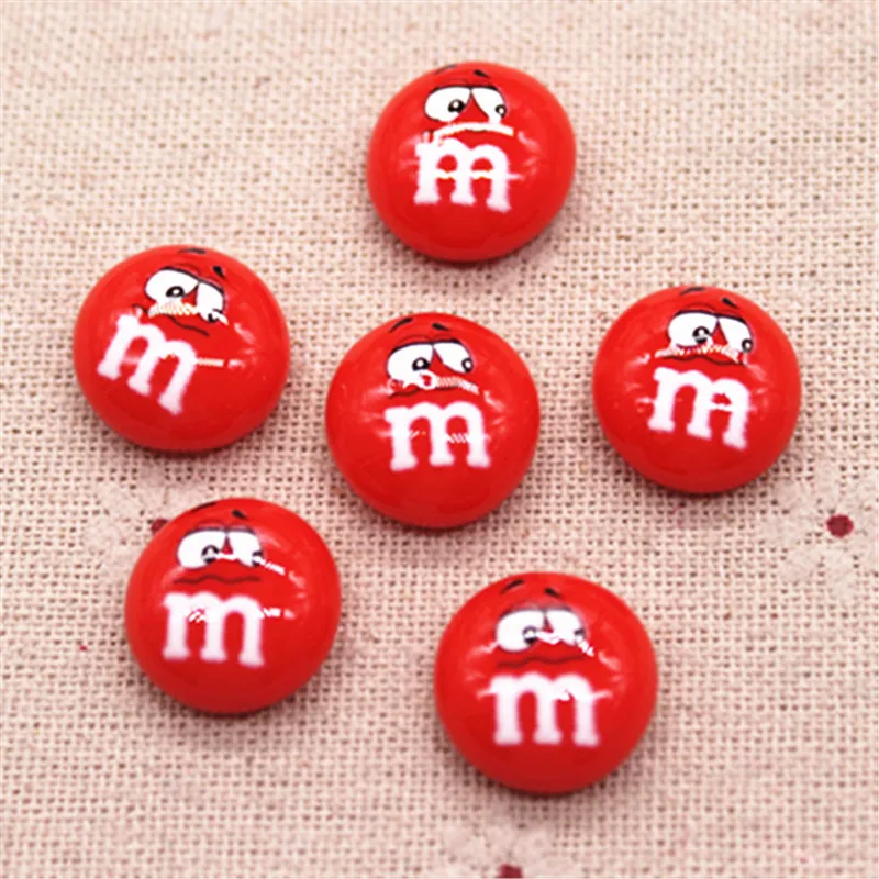 red 20pcs 20 шт 16 мм смешанные цвета смайлик печатные смолы Шоколадные Бобы м круглые плоские с оборота Кабошон DIY заколки для волос ремесло скрапбук - Цвет: red 20pcs