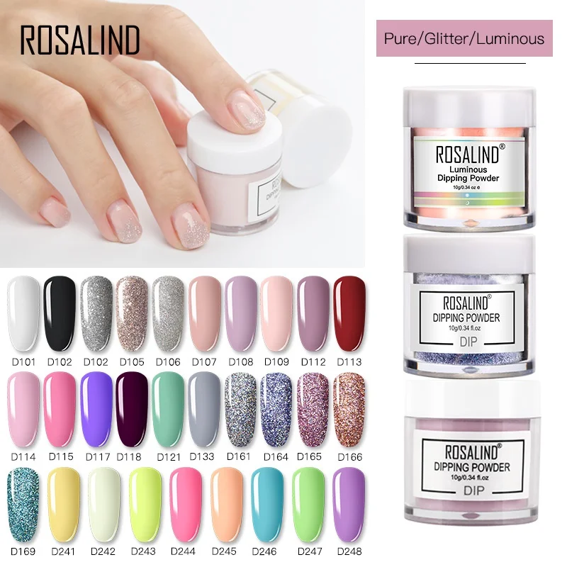Rosalind 10g Dip Nail Dipping Powder Natural Dry Pigment Acrylic Powder