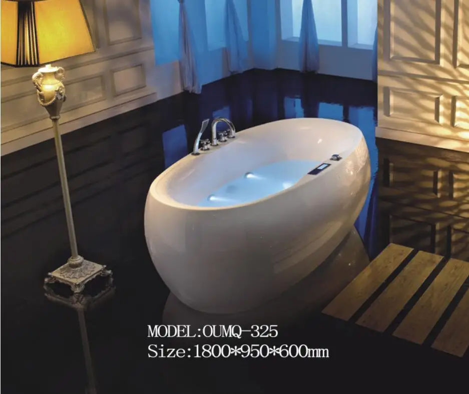 1800mm Eggshaped Whirlpool Bathtub Acrylic Hydromassage Surfing
