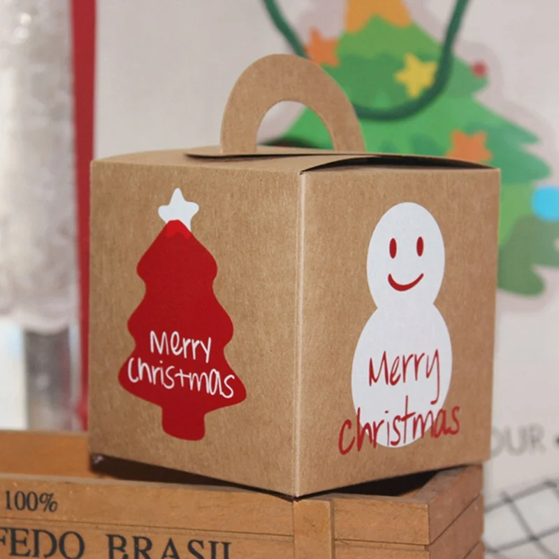 

Merry Christmas Apple Box Special Christmas Eve Cookies Packaging Gift Box Carton Snowman Candy Box Kids Treat Gift Box