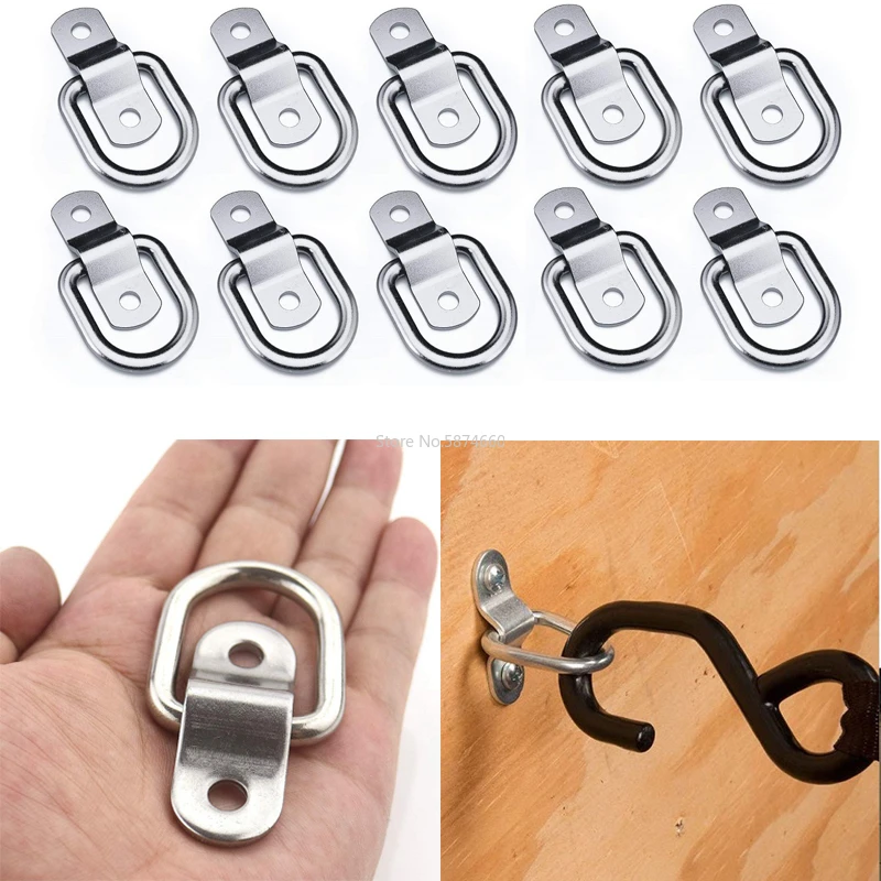 10x Cargo Lashing Surface Mount D Ring Staple Cleat Tie Down Ring