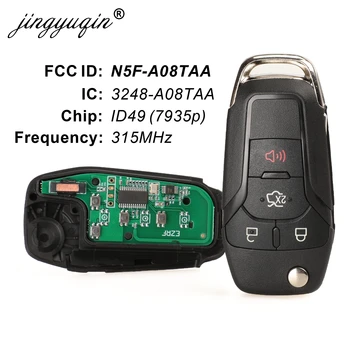 

Jingyuqin Flip Remote Car Key 315MHz ID49 For Ford Fusion 2013-2016 FCC N5F-A08TAA 4 Buttons Smart Keyless Entry New Replacement