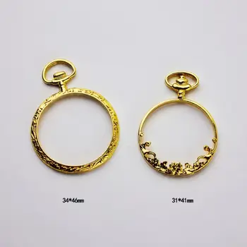 

6pcs/set Metal Frame Pocket Watch Charm Pendant Bezel Setting UV Resin Charm Necklace Earring Findings Casting Craft DIY N58F