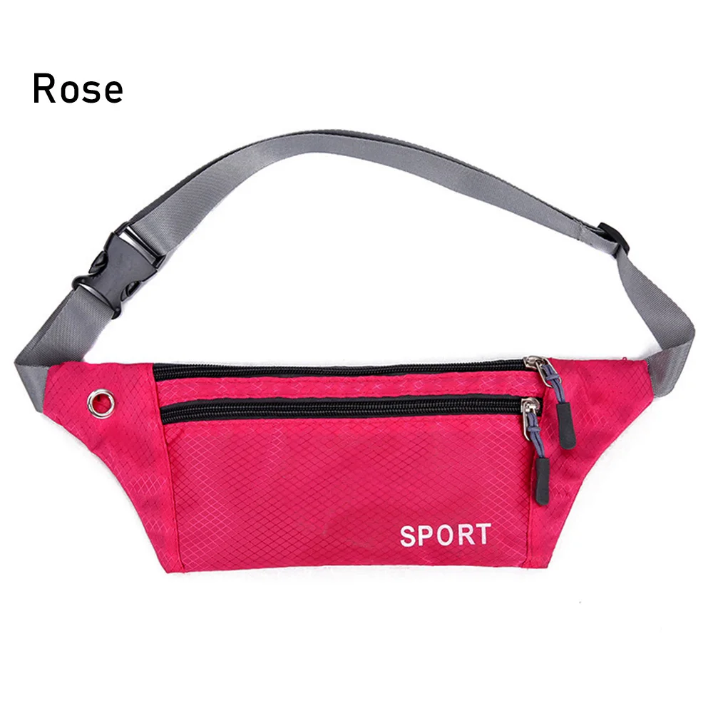 Rose 1PC Unisex 10 Colors Waterproof Nylon Sports Waistbag Chest Shoulder Bags Belt Bum Pouch Running Bag Hiking Zip Bag Outdoor Pack - Цвет: Rose