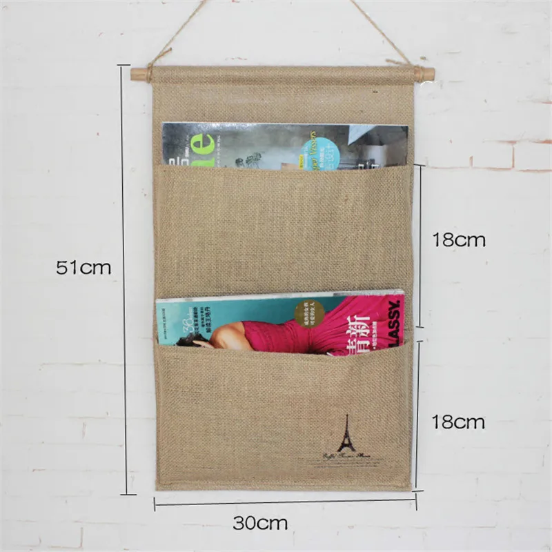 Storage Bag Organizer Japanese Style Vintage Home Hanging Storage Bag Bedroom Wall-mounted Hanging Storage Box Organizor