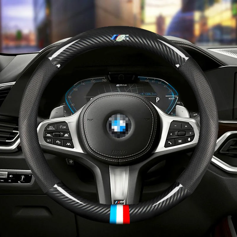 Автомобильный чехол на руль из углеродного волокна для BMW всех моделей 1 2 3 4 5 6 7