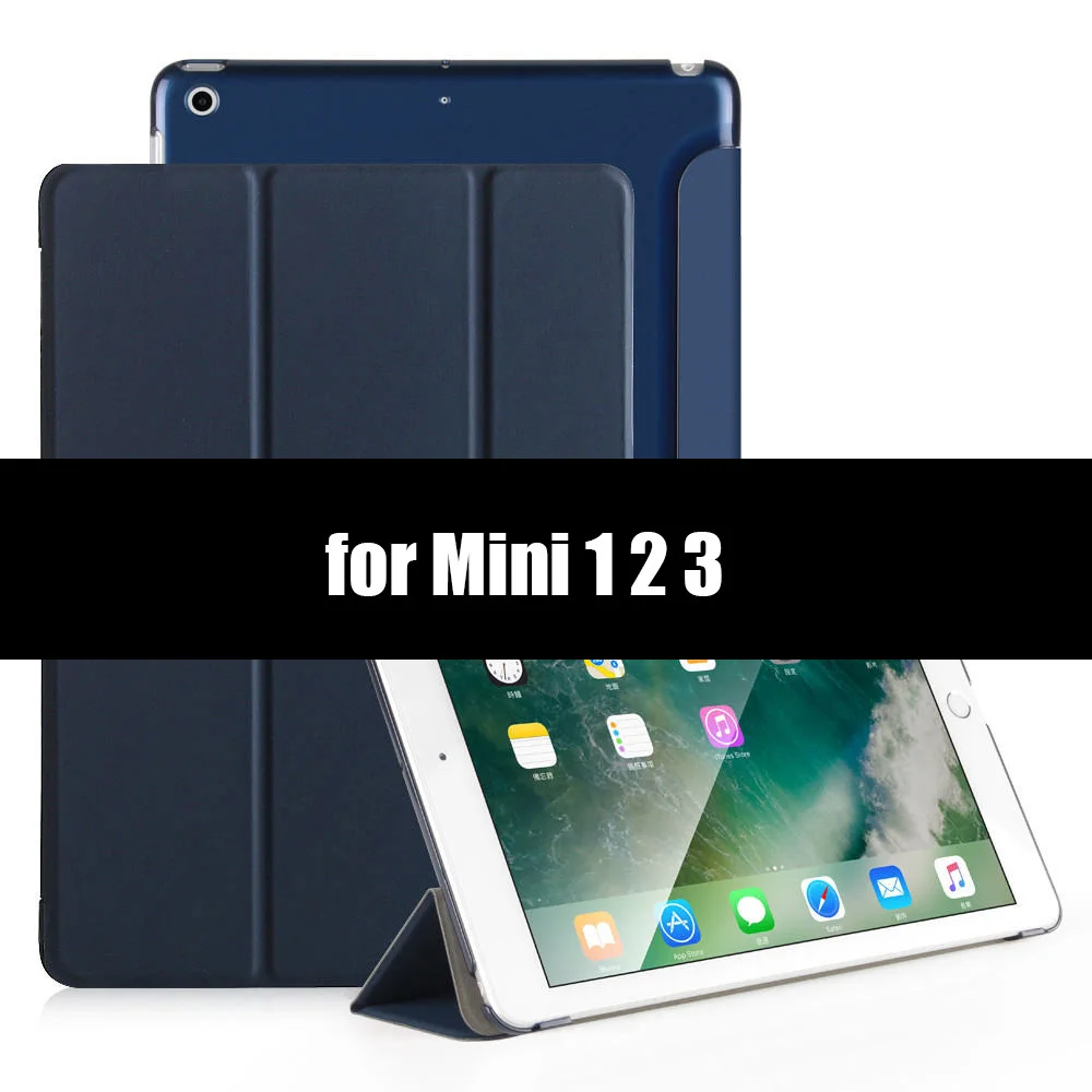 Чехол для iPad Mini 4 3 2 1 Подставка держатель смарт-чехол для iPad Mini 5 чехол из искусственной кожи ультра тонкий чехол с функцией автоматического сна/пробуждения - Цвет: Dark Blue-123