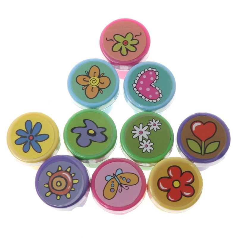 Kid Fun Cartoon Self Inking Rubber Stamps 10Pcs Scrapbooking Cute School Craft