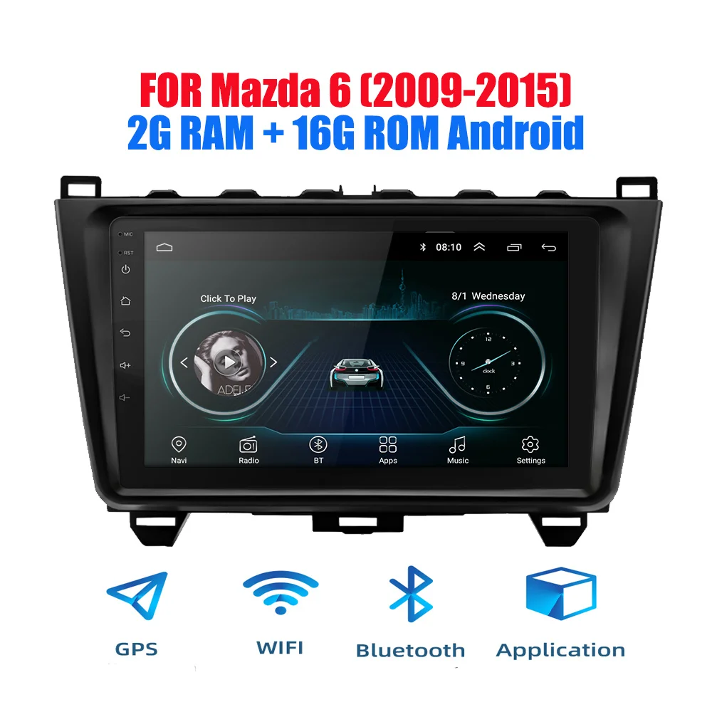 2din Android 9,0 Ouad Core PX6 Автомагнитола стерео для Madza 6 2009- gps Navi Аудио Видео плеер Wifi BT HDMI DAB - Цвет: Android 8(2G)