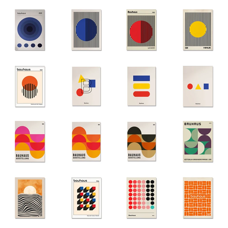 Bauhaus Exhibition Unique Geometric Canvas Painting Minimalist Art Posters and Prints Abstract Wall Pictures for Home Decor | Дом и сад