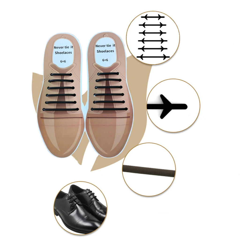 2 комплекта 24 шт унисекс шнурки без завязок эластичные силиконовые кроссовки шнурки коричневый/черный